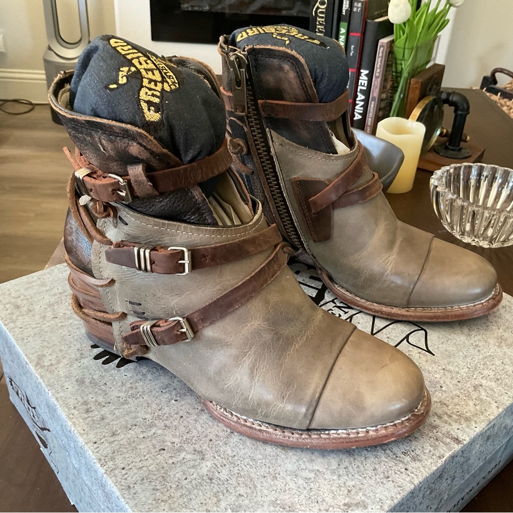 Freebird by Steven Grey Multi Leather Boots with Buckles